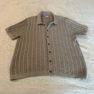 J. Crew Men’s Cotton Cable Knit Short Sleeve Button Down Polo size Large